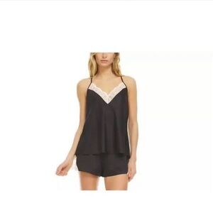 NWT Flora by Flora Nikrooz Black Lace Trim Cami Top